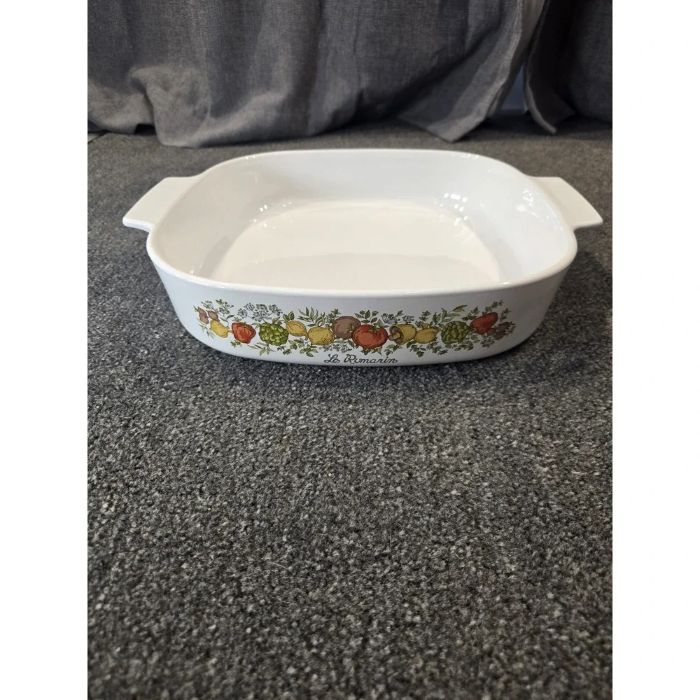 Vintage Corning Ware Le Romarin A-10-B Casserole Dish w Pyrex Lid 10x10 USA